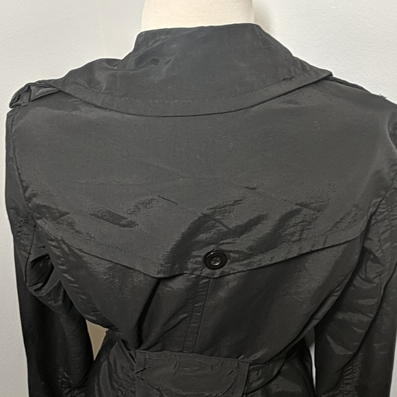 ✔️Miss Lili Black Belted Trench Coat Medium - Picture 7 of 14